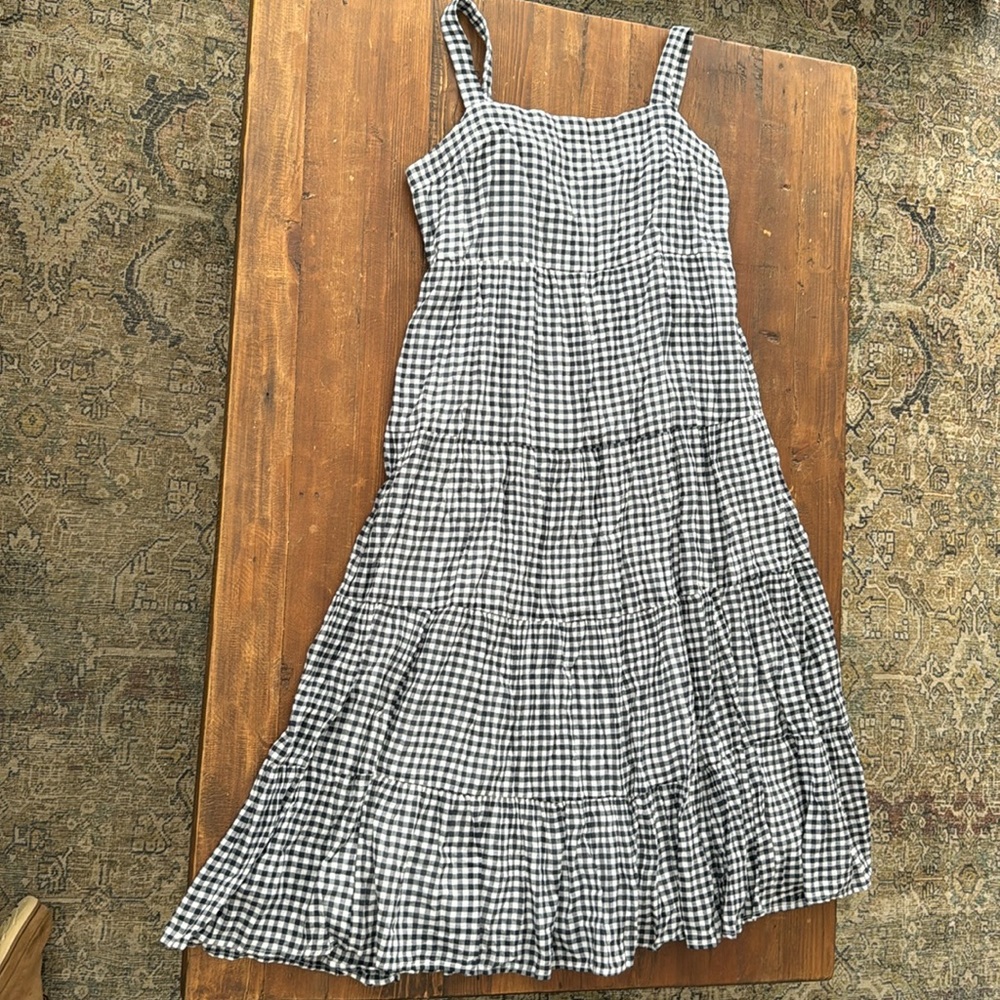 Abercrombie Maxi Blue and White Gingham Adjustable Strap Dress size Large